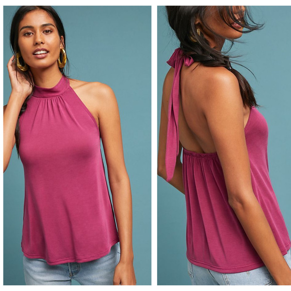 Anthropologie Tops - Anthropologie Mock Neck Halter Top